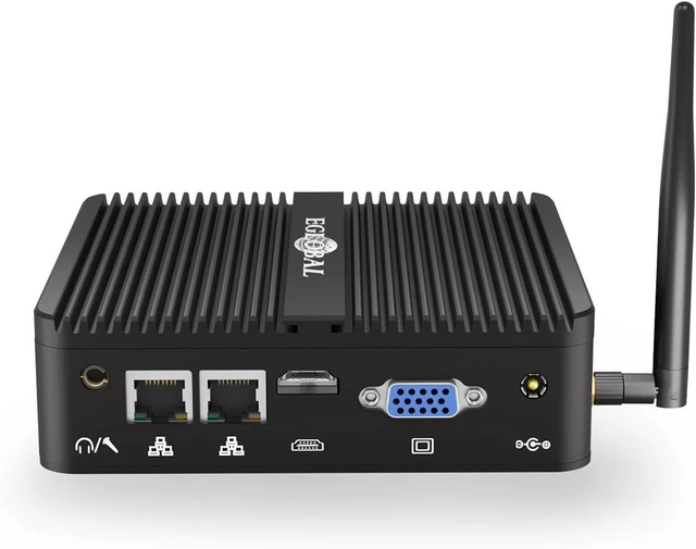 Main image of Fanless Mini PC, Industrial PC Pentium Silver J5005, 8GB RAM, 128GB SSD, Windows 11 Pro, HD VGA Dual Display, 2 RS232 COM, Dual Gigabit Ethernet, WiFi 5, BT