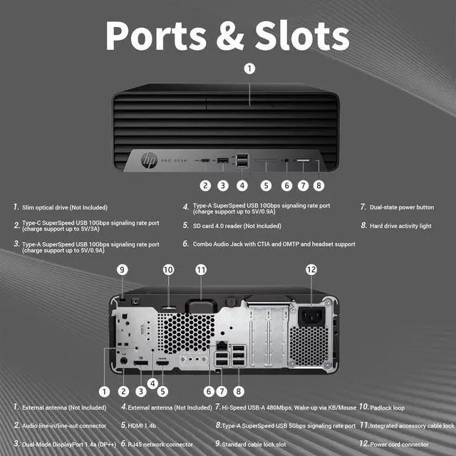 Alt view image 5 of 5 - HP Pro 400 G9 SSF Business Desktop -Intel Core i7-14700 Processor -64 GB DDR5 RAM,1 TB SSD -Wired Keyboard & Mouse -Wi-Fi -Win11 Pro -Black