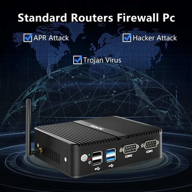 Alt view image 7 of 7 - Fanless Mini PC, Industrial PC Pentium Silver J5005, 8GB RAM, 128GB SSD, Windows 11 Pro, HD VGA Dual Display, 2 RS232 COM, Dual Gigabit Ethernet, WiFi 5, BT