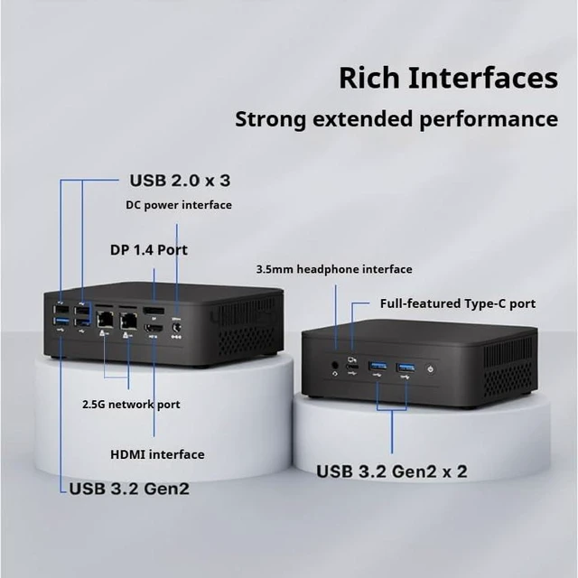 Alt view image 2 of 6 - Lenovobaiying NUC 12 GO Mini PC with Intel 12th Gen Alder Lake-N100 Processor, Supports Triple 4K Display, Dual 2.5G LAN, Compact Design for Office/Home Entertainment (Barebone)