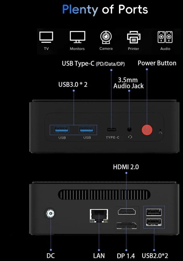 Alt view image 6 of 7 - Mini PC 6500Y (Beats N5030, up to 3.4GHz), 16GB RAM, 256GB SSD