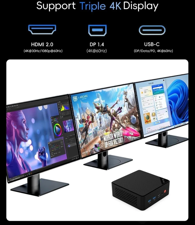 Alt view image 5 of 7 - Mini PC 6500Y (Beats N5030, up to 3.4GHz), 16GB RAM, 256GB SSD
