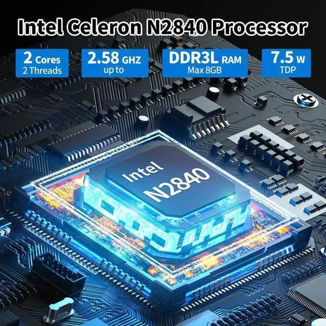Alt view image 5 of 7 - Fanless Mini PC N2840, DDR3L Barebone, Dual LAN Firewall Industrial PC, Linux Micro Desktop Computer for Home Office, HD VGA, 2 x RS232 Serial Port, USB3.0, Auto Power On