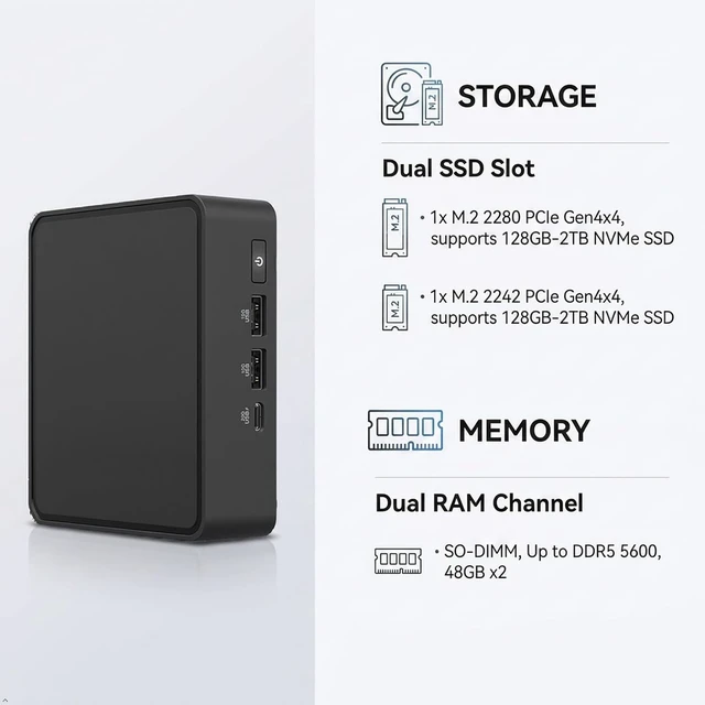 Alt view image 3 of 6 - WEELIAO NUC 15 Pro NUC15CRKI3 Mini PC, Core 3 100U Hexa-Core, Wi-Fi 7, Thunderbolt 4, 2.5GbE, Windows 11 Pro, Black, 1.5x4.6x4.4 Inch(8GB RAM+256GB SSD)