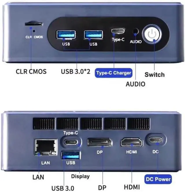 Alt view image 4 of 4 - NUC mini Host N100 8G Memory bar 256G Solid State Drive high-Performance Commercial Office Game mini Computer Blue Shell