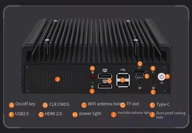 Alt view image 3 of 7 - Fanless Mini PC, Alder Lake N200 (Up to 3.7GHz) NO DDR5 RAM NO M.2 NVMe SSD,Firewall Hardware AQC113C-B1-C 10GbE RJ45, 2x2.5GbE LAN OPNsense Appliance,AES-NI, 2HD, TF/WiFi 6,2SATA