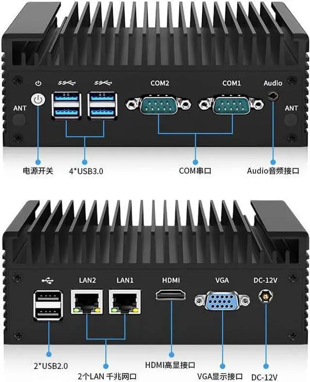 Alt view image 3 of 5 - PC Industrial,Mini PC Fanless Industrial PC 7100U,Mini Desktop Computer Dual 1000Mbs LAN, 4K HD VGA, 2COM RS232, USB3.0 WiFi GPIO,Auto Power On,NO RAM NO SSD(M.2 NVMe) (NO RAM NO SSD)