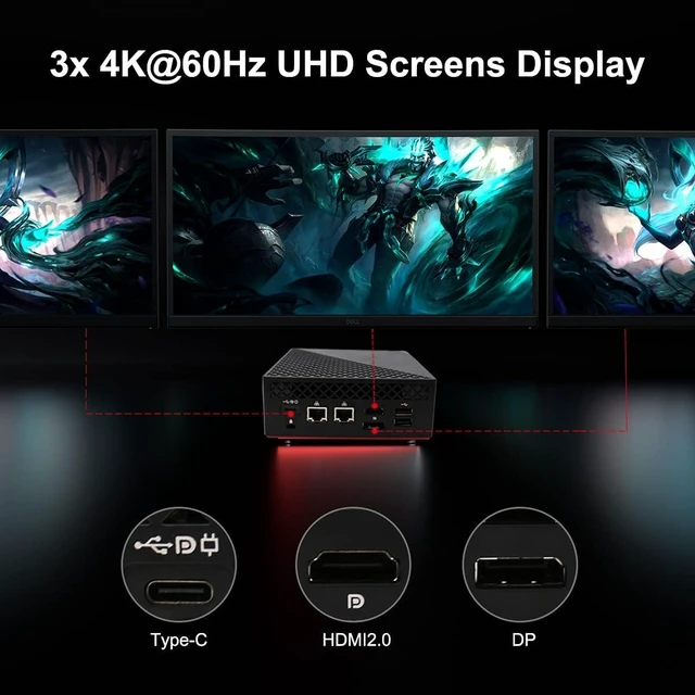 Alt view image 5 of 7 - Mini PC AMD Ryzen 5 4500U, Small Desk Computer Windows 10 Pro Installed, DDR4 RAM, M.2 NVME SSD, HD/DP/Type-C 3x4K@60Hz Display, Gaming Mini PC (8GB DDR4 RAM, 512GB NVME SSDAC WiFi)