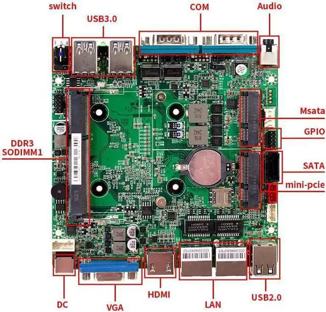 Alt view image 3 of 7 - Fanless Mini PC Industrial Dual Core 4500U, 2xCOM RS232, 2xGigabit LAN, 4×USB 3.0,GPIO,2xDisplays HD VGA Small Desktop PC Computer for Industrial Business Office Auto Power On,NO RAM NO SSD