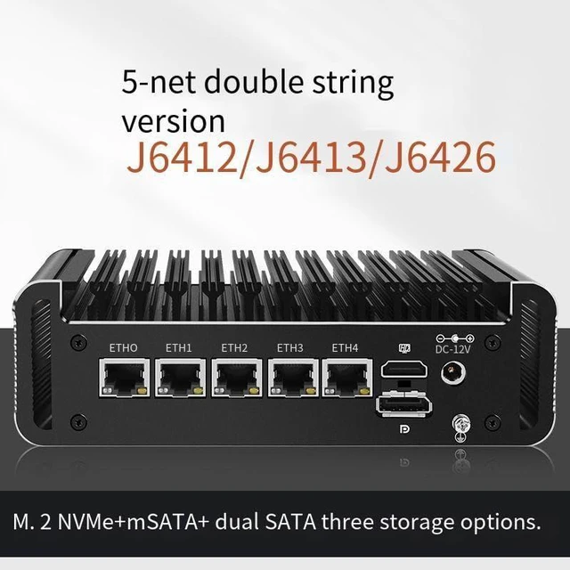 Alt view image 5 of 7 - Fanless Mini PC with 5 * I226-V 2.5G LANs,Celeron J6413,NO RAM NO SSD