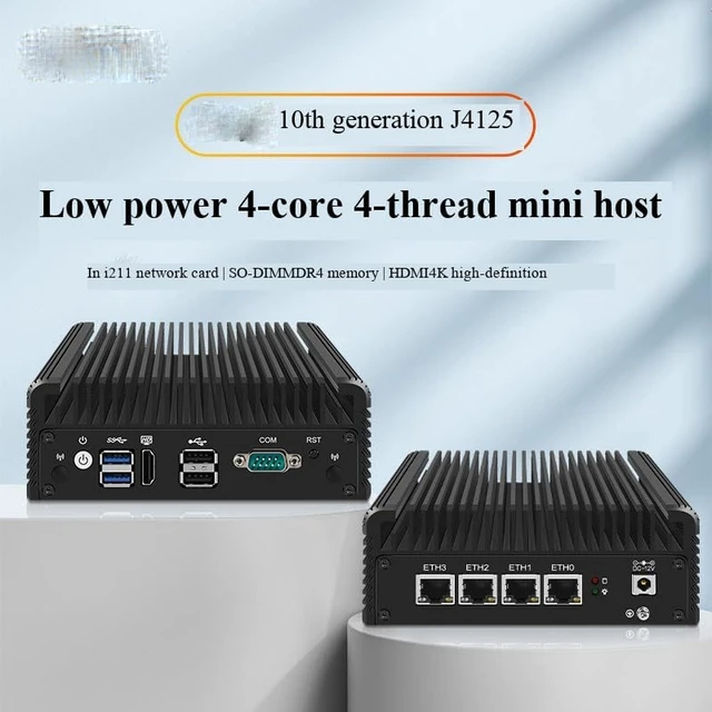 Alt view image 3 of 7 - Firewall Micro Appliance/Fanless PC with 4 * i211 Gigabit Ethernet,Industrial Mini PC Celeron J4125,DDR4 RAM,Mini Computer 4K HD Display,2*USB3.0 ,SIM Card Slot,mSATA/SATA3.0,RS232 COM,Barebones