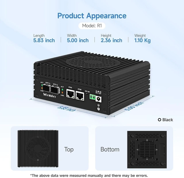 Alt view image 3 of 7 - R1 Optical Firewall Mini PC,Alder Lake N100/i3-N305,Dual 10G Optical Ports,Dual 2.5G RJ45 Ports,Four Network Ports,DDR5 RAM,M.2 NVMe SSD,Dual HDMI2.0 (CPU/N150, RAM16GB/SSD256GB)