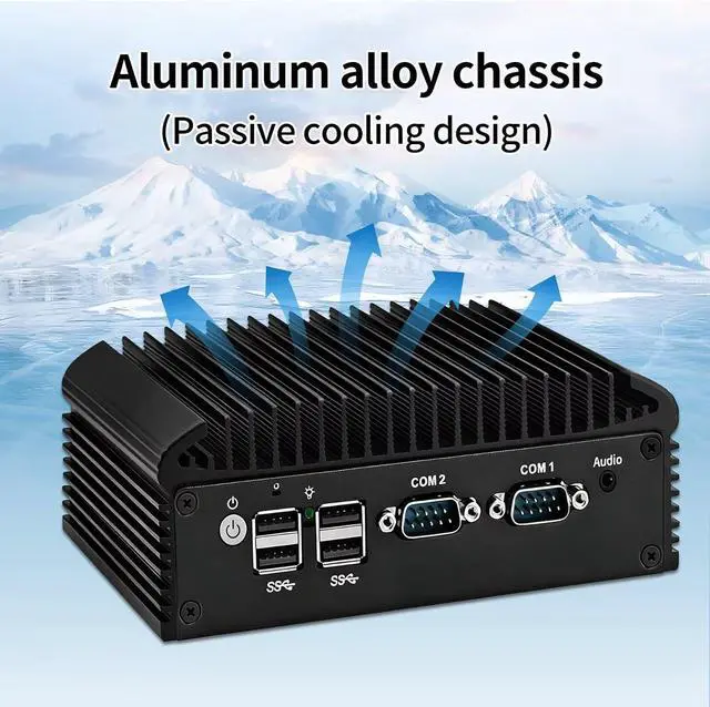 Alt view image 5 of 7 - Industrial Fanless Mini PC N2840, DDR3 8G RAM 512G SSD | 2x RTL8111H RJ45 Lan, 2x DB9 RS232/485 COM, 6USB, HD+VGA Dual Dispaly, MIC, 24/7 Reliable Operation