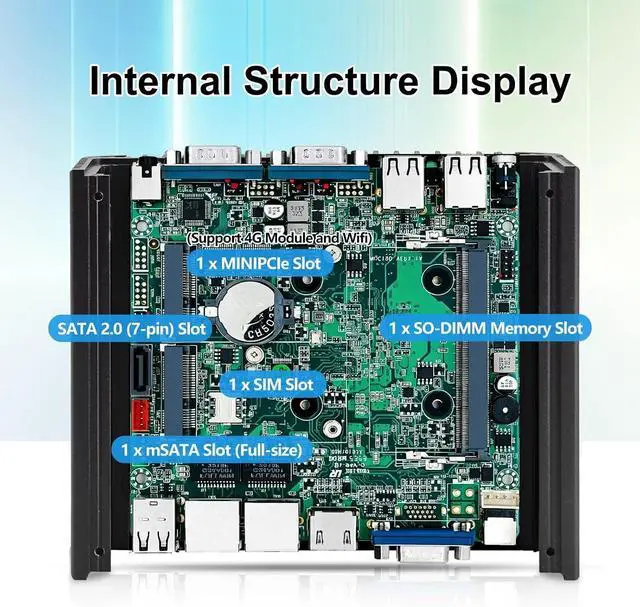 Alt view image 7 of 7 - Industrial Fanless Mini PC N2840, DDR3 8G RAM 512G SSD | 2x RTL8111H RJ45 Lan, 2x DB9 RS232/485 COM, 6USB, HD+VGA Dual Dispaly, MIC, 24/7 Reliable Operation