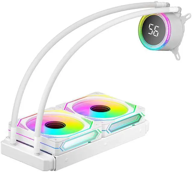 Alt view image 7 of 7 - ARGB CPU Water Coolers Radiator PWM Adjustable Temperature Fan Liquid Cooling Fan for Desktop Coolers