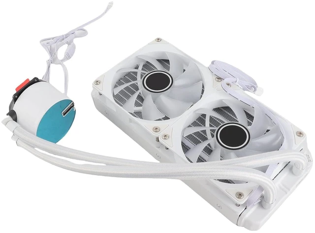 Alt view image 2 of 7 - Pomya Desktop CPU Cooling Fan, CPU Cooler High Performance 2400RPM Pump Speed ARGB Light Effect Prevents Leakage 12V for 1156 1200 1700 AM4 AM5 (White)