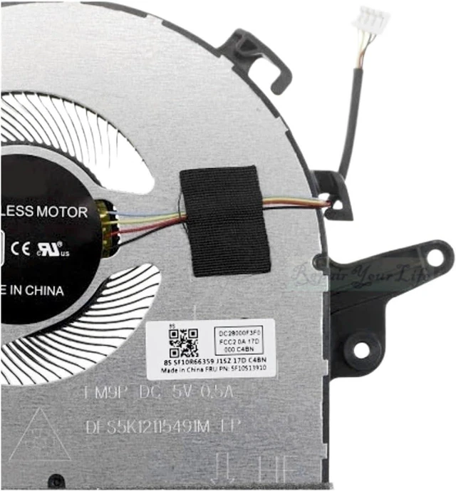 Alt view image 4 of 6 - CPU Cooling Fan Compatible for Lenovo IdeaPad 3-15iil05 3i-15IML05 15ARE05 5F10S13910 5H40S2004 Notebook PC Cooler Fan Radiator DC28000F3F0