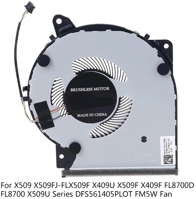 Alt view image 6 of 6 - Laptop CPU Cooling Fan Cooler Radiator for X409 X409F X409FA X409FJ X509 X509FB A509FB DFS561405PL0T FLM0 DC 5V 0.5A