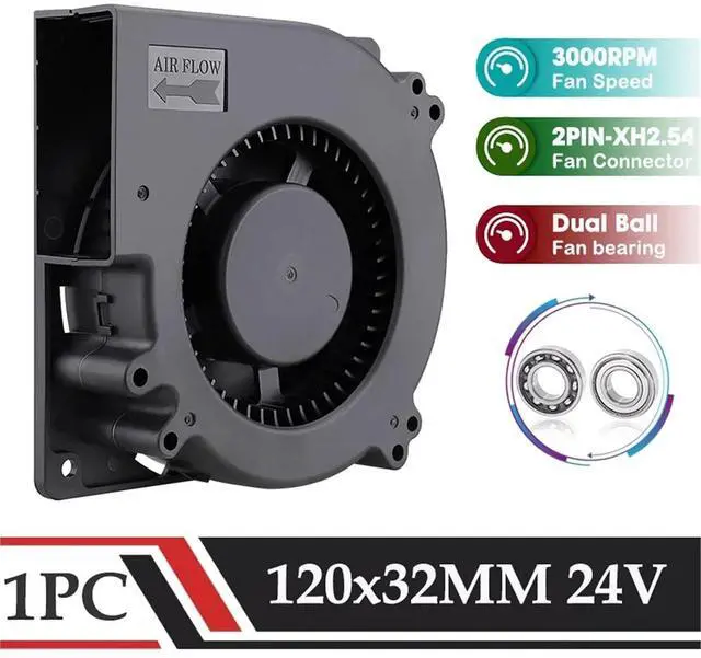 Alt view image 2 of 4 - 1pc 24V Brushless Radial Fan 120mm Large Blower 120mmx32mm Cooling Fan 12032 Ball Cooler for Industrial Portable