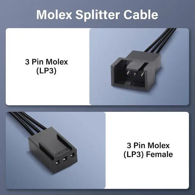 Alt view image 2 of 7 - 4Pin PWM to 3Pin Standard Fan Adapter Cable PWM Fan Temperature Control Cable for Desktop PC 4-Pin/3-Pin Cooling Fan Cable (5 Pack)