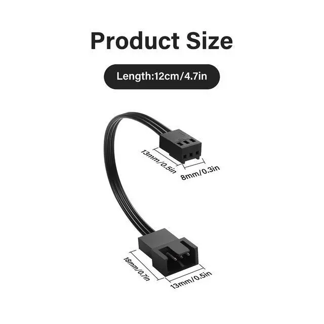 Alt view image 4 of 7 - 4Pin PWM to 3Pin Standard Fan Adapter Cable PWM Fan Temperature Control Cable for Desktop PC 4-Pin/3-Pin Cooling Fan Cable (5 Pack)