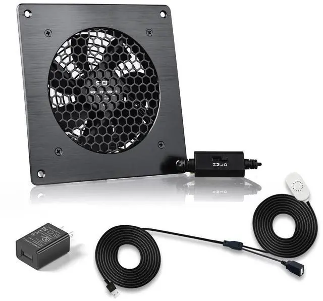 Alt view image 7 of 7 - 120mm USB Quiet Cabinets Cooling Fan System 6" With 30°C fixed thermostat control, for Home Theater AV Cabinets,Plant house, pet kennel. (Temperature Control 120mm Fan)