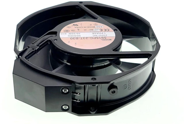 Alt view image 3 of 7 - New Aluminum Frame Cooling fan for NMB 5915PC-23T-B30 A00,56 DBA,190 MA, Ball Bearing, 230~AC 50/60Hz 35W, Fan Frame Size: 172x150x38mm,2-pin.