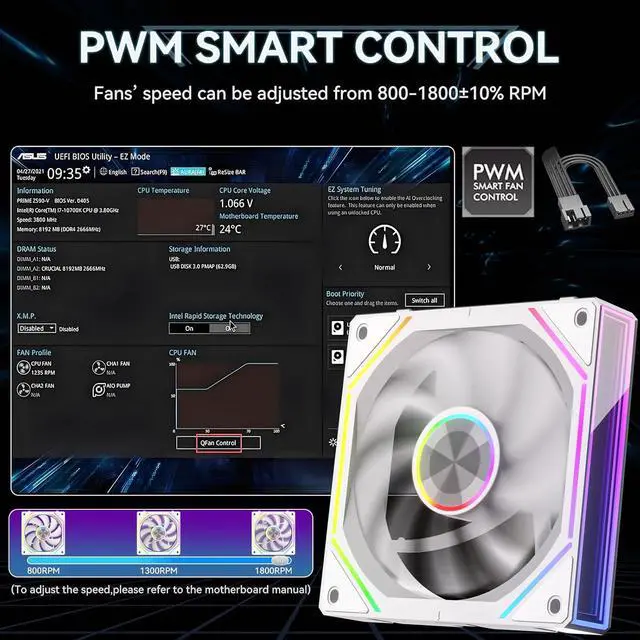 Alt view image 4 of 7 - FB120 3 Pack 120mm ARGB PC Cooling Fans - 16.8M Colors & Remote, Infinite Mirror Reverse Fans, PWM Speed Control, High Airflow, Wireless Splicing/Daisy-Chain, Quiet Case Fans for Gaming PC