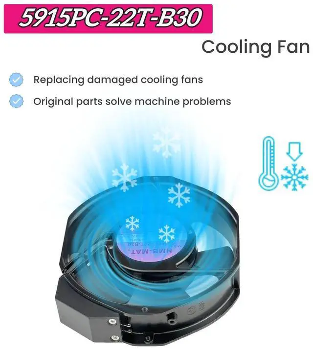 Alt view image 4 of 7 - for 5915PC-22T-B30 220V Cooling Fan, 40W/38W 50/60Hz 172X150X38mm Inverter Cooling Fan Enclosure Power Fan 5915PC-22T-B30