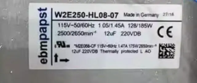Alt view image 3 of 3 - W2E250-HL08-07 Cooling Fan 28CM for 115V 1.05/1.45A 128/185W 2500/2650RPM 28080 280MM 280X280X80MM Fan