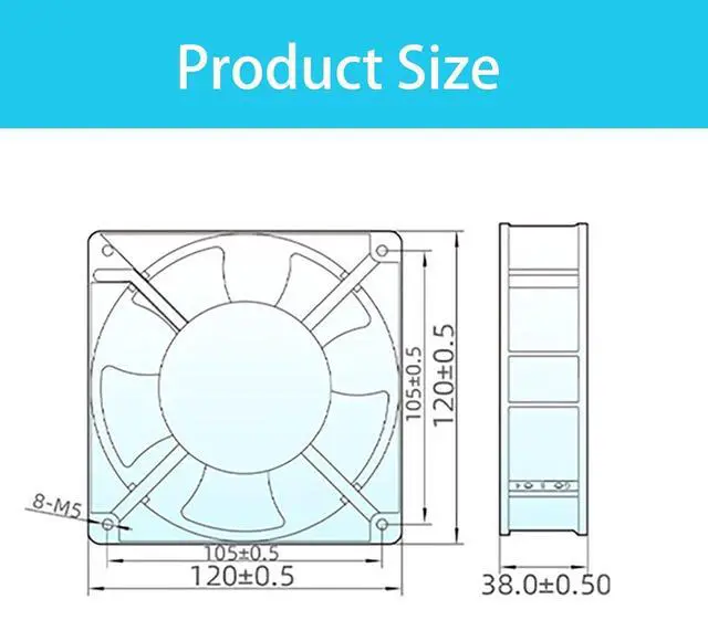Alt view image 7 of 7 - 120mm x 38mm AC Axial Flow Fan Plug-in Type Interface, 12038 CN60B3 200V 12W High Performance Server Cooling Fans, Mount Kit Unversal Air Cooler for Servo Drive