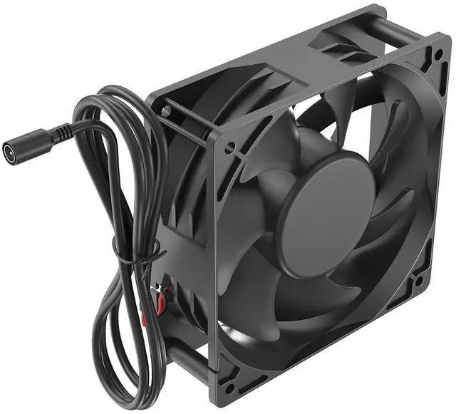 Alt view image 2 of 3 - 120mm×38mm Computer Cooling Fan with Variable Speed Controller, AC Powered Fan - Dual Ball Bearing, High Airflow Ventilation for PC, Xbox, DVR, Grow Tent, Server Rack & Electronics Cabinet