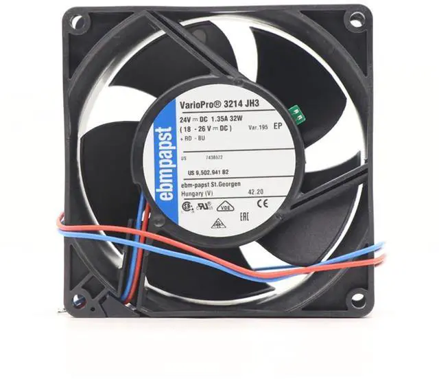 Main image of 3214 JH3 24VDC Axial Fan for ebM Papst -3214JH3 238 m³/h Airflow 11,000 RPM 30W 1.24A Compact Cooling Fan Compatible with Inverter