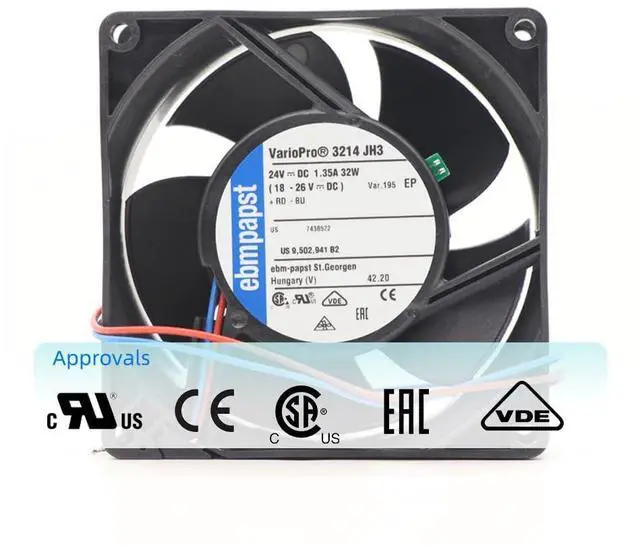 Alt view image 7 of 7 - 3214 JH3 24VDC Axial Fan for ebM Papst -3214JH3 238 m³/h Airflow 11,000 RPM 30W 1.24A Compact Cooling Fan Compatible with Inverter