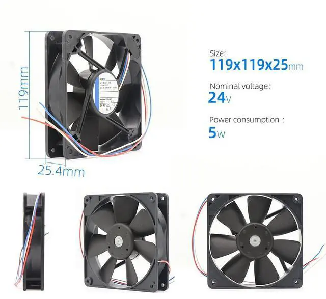 Alt view image 2 of 6 - 4414F/2 for ebm papst 24V DC Cooling Fan, 4414F2 Fan 0.21A 5W Axial Ball Bearing Cabinet Cooling Fan 2900RPM 168m³/h Airflow 120x120x25mm