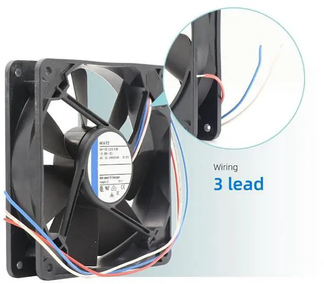 Alt view image 5 of 6 - 4414F/2 for ebm papst 24V DC Cooling Fan, 4414F2 Fan 0.21A 5W Axial Ball Bearing Cabinet Cooling Fan 2900RPM 168m³/h Airflow 120x120x25mm