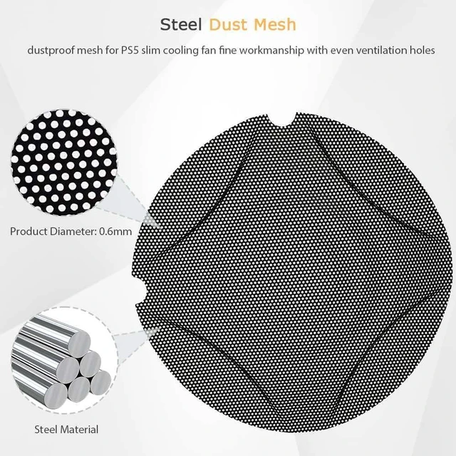 Alt view image 6 of 7 - Metal PS5 Slim Dust Cover Protector, 4 Pack Fan Dustproof Filter Mesh, High-Density Breathable Mesh Dust Cover for PS5 Cooling Fan, Compatible with Digital & Disc Edition (Black)