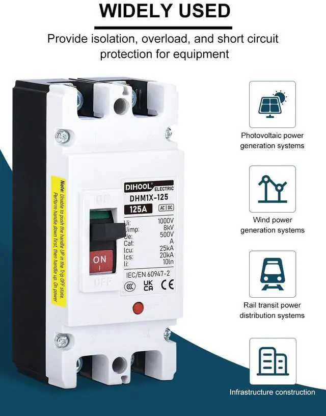Alt view image 6 of 7 - DIHOOL DC Main 125 Amp Circuit Breaker, 500V Battery Disconnect Switch, Master Switch for Boat Trolling Motor Marine ATV Trailer