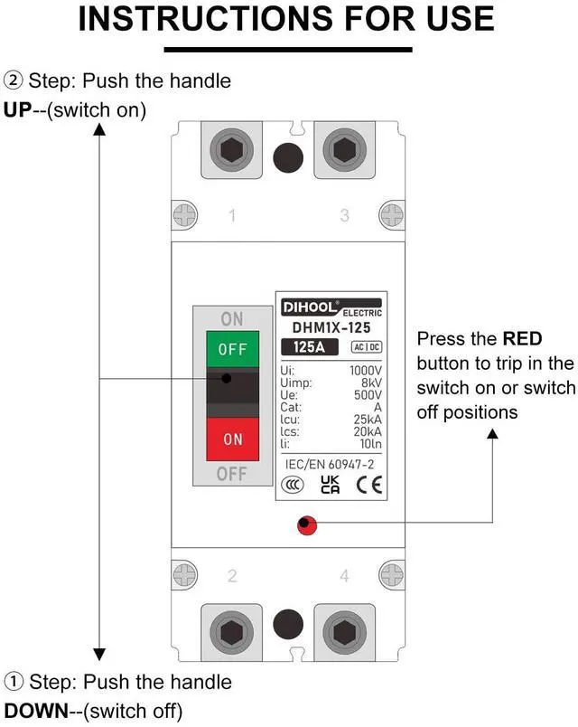 Alt view image 7 of 7 - DIHOOL DC Main 125 Amp Circuit Breaker, 500V Battery Disconnect Switch, Master Switch for Boat Trolling Motor Marine ATV Trailer