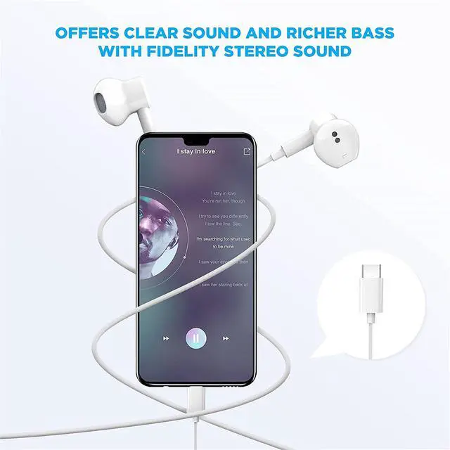 Alt view image 4 of 7 - USB C Headphones for iPhone 17/16/15 Pro Max Plus Type C Earbuds with Microphone & Remote Noise Cancelling Earphones for iPhone 17/16/15 Pro, iPad,Galaxy S25/S24/S23/S22/S21/S20/Ultra Note 10/20