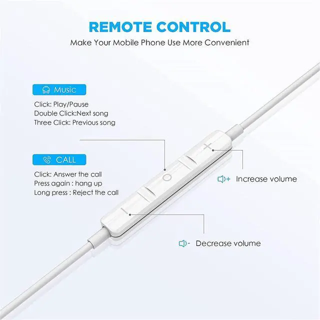 Alt view image 3 of 7 - USB C Headphones for iPhone 17/16/15 Pro Max Plus Type C Earbuds with Microphone & Remote Noise Cancelling Earphones for iPhone 17/16/15 Pro, iPad,Galaxy S25/S24/S23/S22/S21/S20/Ultra Note 10/20