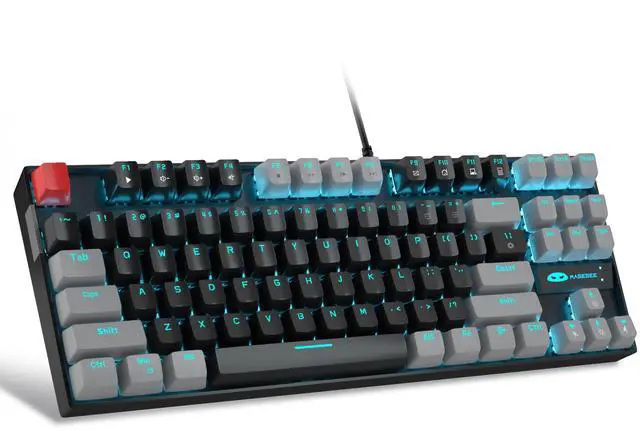 Main image of ViewSonic 75% Mechanical Gaming Keyboard, Red Switch, LED Blue Backlit, 87 Keys Compact TKL Wired Computer Keyboards for Windows Laptop PC Gamer - Black/Grey