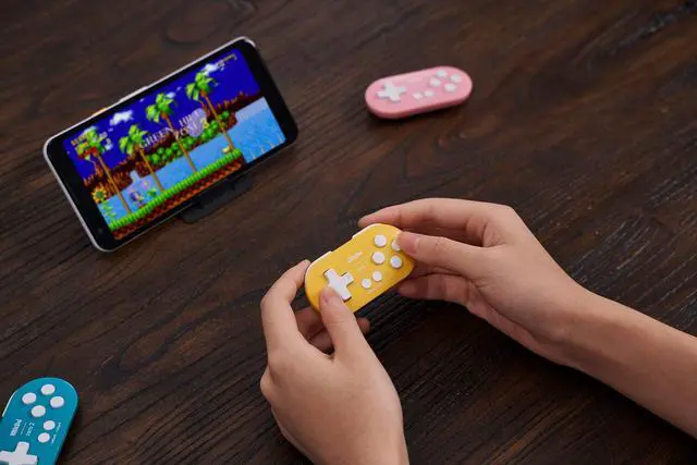 Alt view image 7 of 7 - ViewSonic Zero 2 Bluetooth Gamepad Keychain Sized Mini Controller for Switch, Windows, Android, macOS & Raspberry Pi(Yellow Edition)