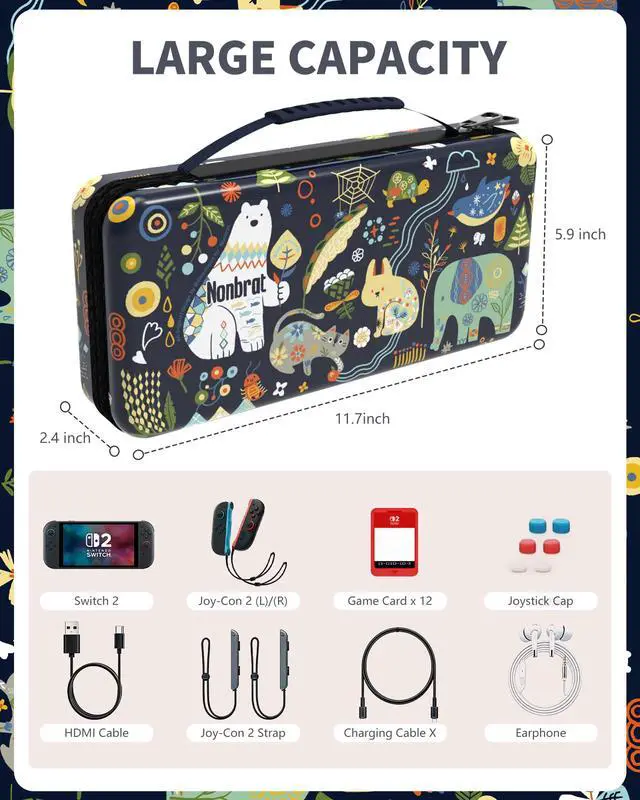 Alt view image 4 of 4 - ViewSonic X Greenvoice Nintendo Switch 2 Carrying Case, Cute Protective Hard Shell Travel Case for Games & Accessories (Blue)