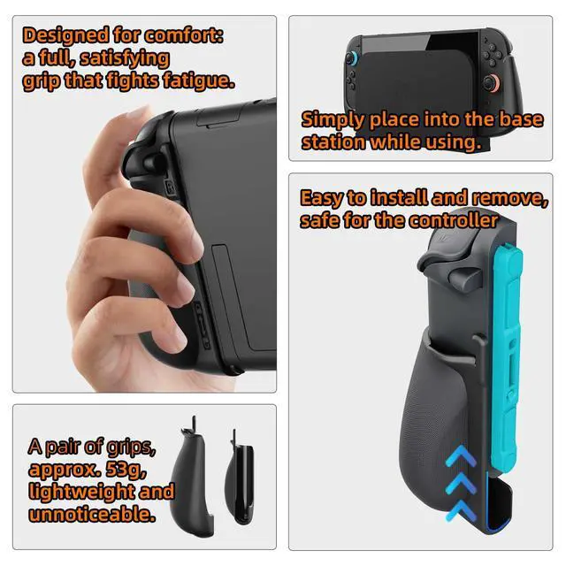 Alt view image 3 of 7 - ViewSonic NexGrip Ergonomic Grip Set for Nintendo Switch 2 Joycons, Grip Case Compatible with Joy Con 2 Controller, Compatible with Switch 2 Joycon, Switch 2 Accessories - Black