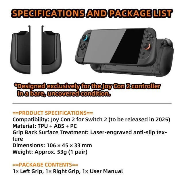 Alt view image 7 of 7 - ViewSonic NexGrip Ergonomic Grip Set for Nintendo Switch 2 Joycons, Grip Case Compatible with Joy Con 2 Controller, Compatible with Switch 2 Joycon, Switch 2 Accessories - Black