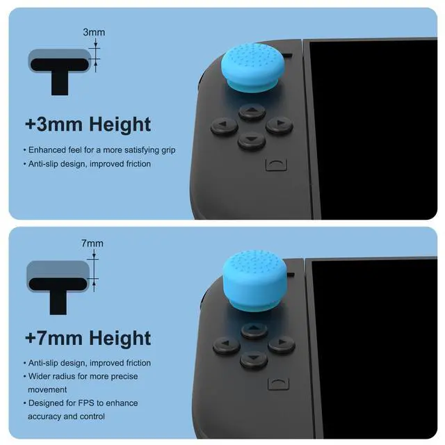 Alt view image 4 of 7 - 8 Pack Thumb Grips Compatible with Nintendo Switch 2 (2025), ViewSonic Thumb Grip Caps for Switch 2, Enhanced Gaming Grip Set, Joycon Grip Button Stick Cover, Improve Control and Guard Joystick Wear