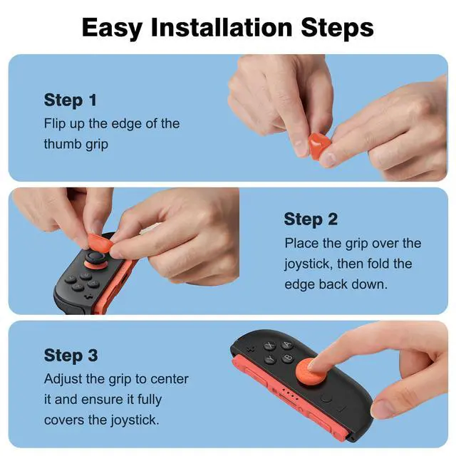Alt view image 6 of 7 - 8 Pack Thumb Grips Compatible with Nintendo Switch 2 (2025), ViewSonic Thumb Grip Caps for Switch 2, Enhanced Gaming Grip Set, Joycon Grip Button Stick Cover, Improve Control and Guard Joystick Wear