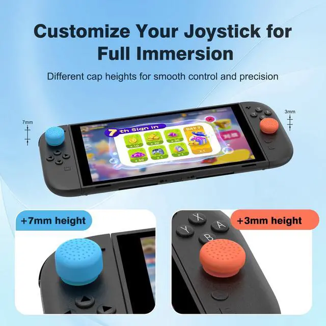 Alt view image 5 of 7 - 8 Pack Thumb Grips Compatible with Nintendo Switch 2 (2025), ViewSonic Thumb Grip Caps for Switch 2, Enhanced Gaming Grip Set, Joycon Grip Button Stick Cover, Improve Control and Guard Joystick Wear