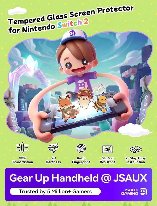 Alt view image 7 of 7 - ViewSonic 2-Pack Tempered Glass Screen Protector for Switch 2, Place & Pull Guide Frame for Effortless Installation, Ultra Clear 9H+ Hardness, Anti Fingerprint, Shatter Resistant Switch2 Accessories